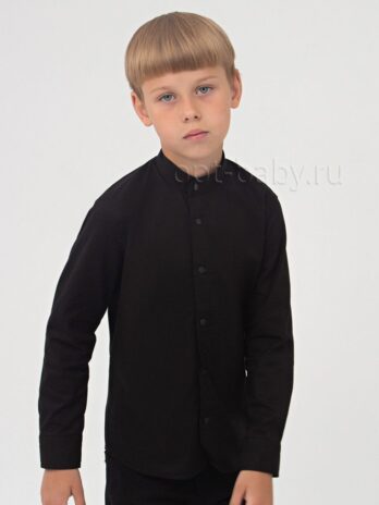 Рубашка (на кнопках)для мальчика школьная черная
