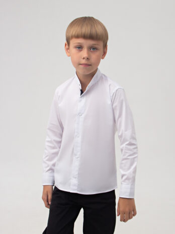 Рубашка (на кнопках)для мальчика школьная белая