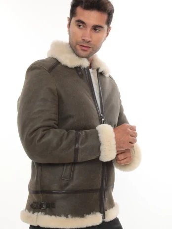 Коричневая состаренная овчинная куртка Ethan