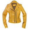 Женская кожаная куртка Harley из натуральной кожи горчичного цвета, мягкий материал, стиль байкер, подходит для осени и зимы