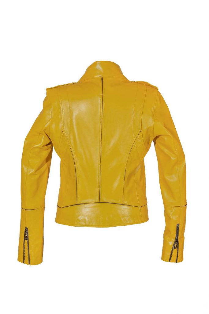Женская кожаная куртка Harley из натуральной кожи горчичного цвета, мягкий материал, стиль байкер, подходит для осени и зимы — изображение 2