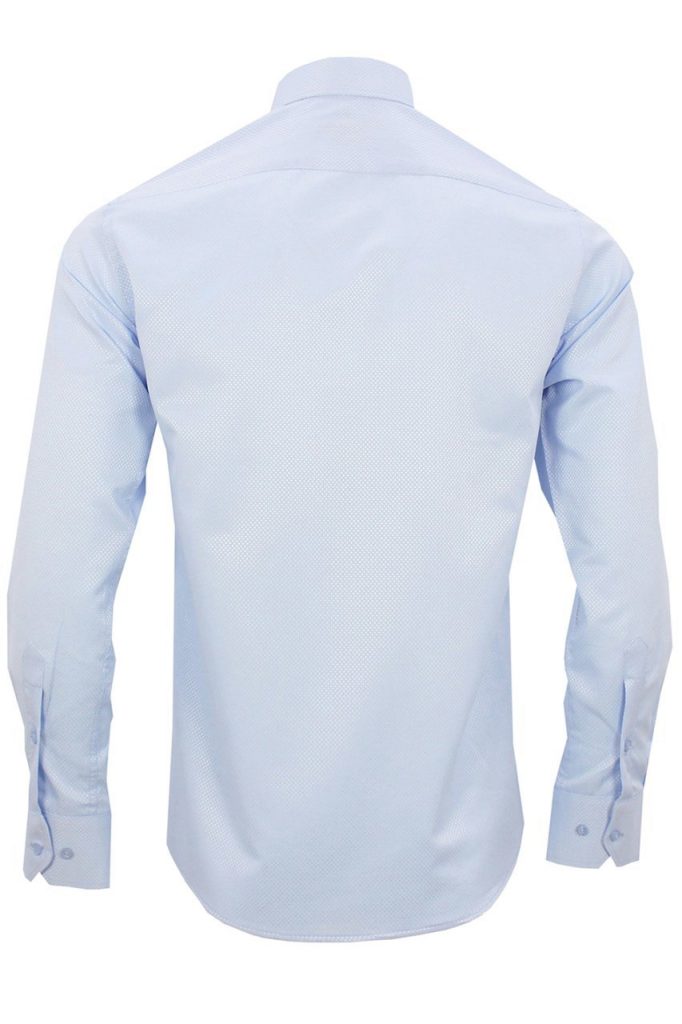Мужская рубашка с длинным рукавом Slim Fit, ледяного цвета с мини-узором, 67% хлопок, 33% полиэстер — изображение 3