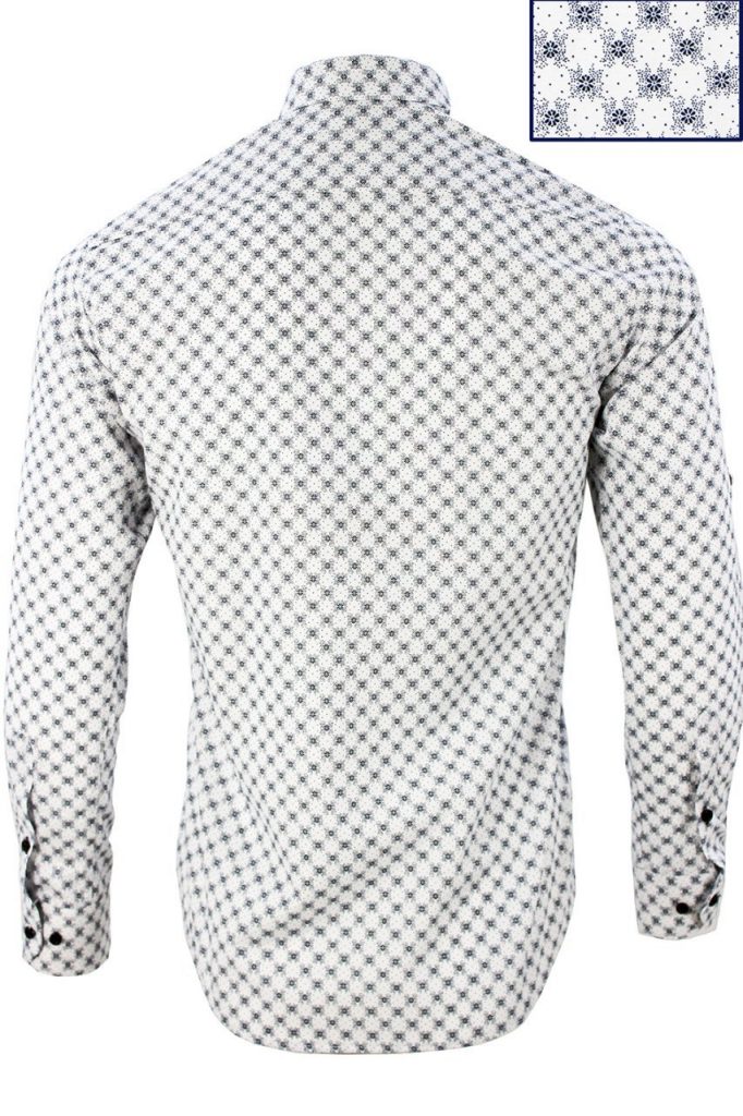 Мужская рубашка slim fit белая с отложным воротником и узором — изображение 4