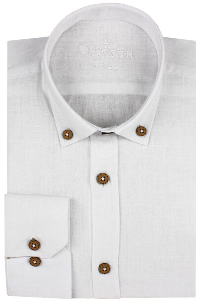 Мужская белая рубашка из 100% хлопка Slim Fit с длинным рукавом и пуговицей — изображение 2