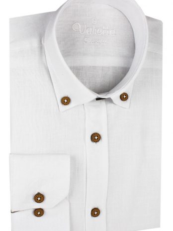Мужская белая рубашка из 100% хлопка Slim Fit с длинным рукавом и пуговицей