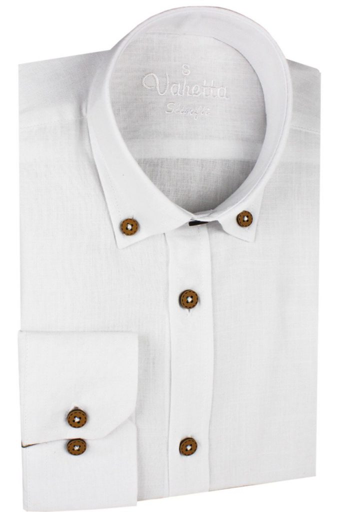 Мужская белая рубашка из 100% хлопка Slim Fit с длинным рукавом и пуговицей
