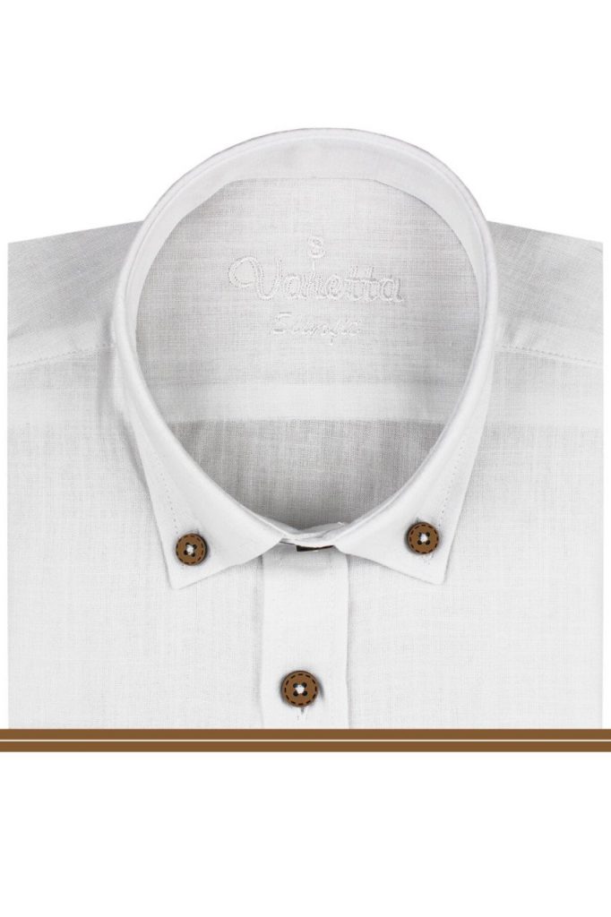 Мужская белая рубашка из 100% хлопка Slim Fit с длинным рукавом и пуговицей — изображение 3