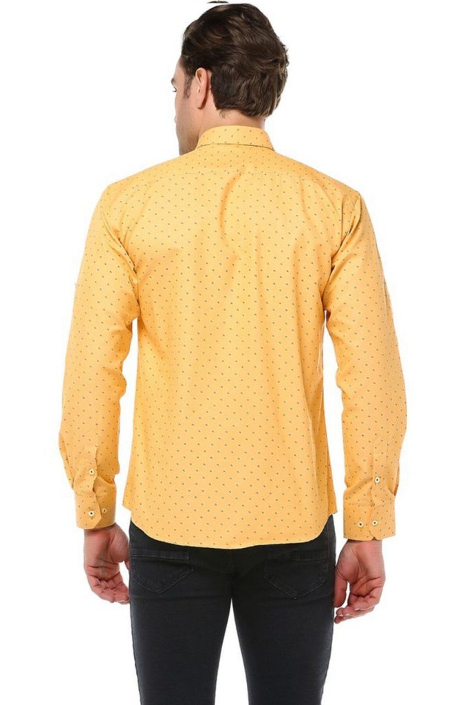 Мужская рубашка с длинным рукавом Varetta Slim Fit с золотым принтом из 67% хлопка и 33% полиэстера — изображение 4