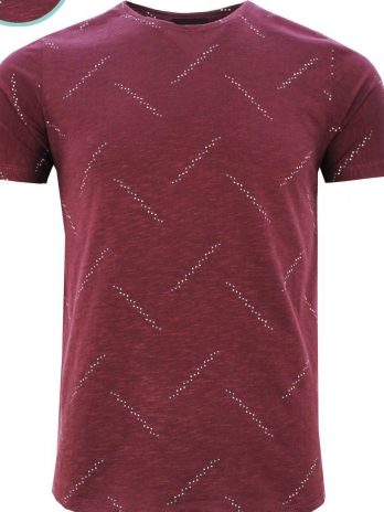 Мужская бордовая футболка slim fit с принтом и воротником-стойкой, 95% хлопок, 5% эластан, размеры: M, L, XL, 2XL, произведено в Турции
