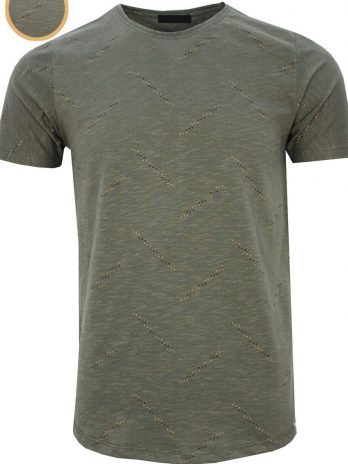 Мужская зелёная футболка slim fit с круглым вырезом и принтом, 95% хлопок, 5% эластан, размер M, бережная стирка при 30 градусах