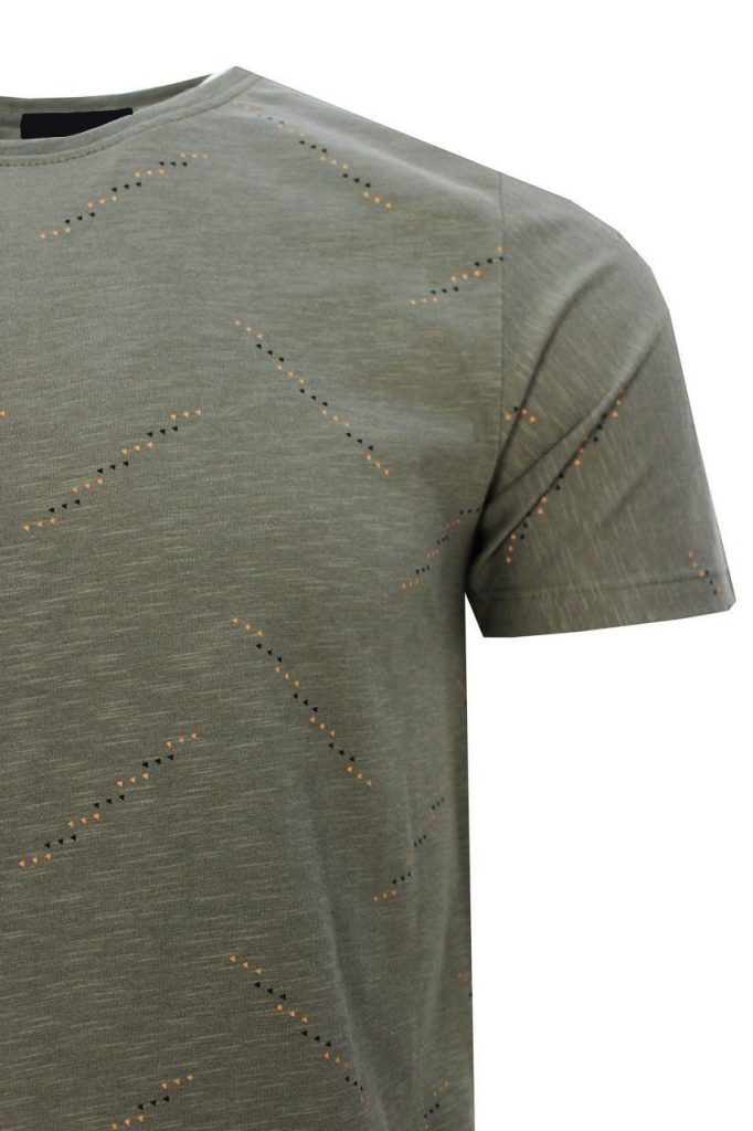 Мужская зелёная футболка slim fit с круглым вырезом и принтом, 95% хлопок, 5% эластан, размер M, бережная стирка при 30 градусах — изображение 2