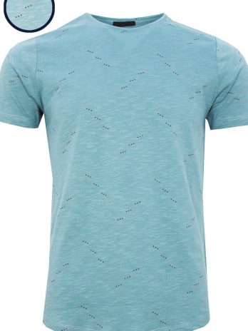 Мужская бирюзовая футболка slim fit с принтом