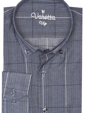 Классическая мужская рубашка VARETTA из хлопка и полиэстера, с длинными рукавами и карманом, светло-серого цвета, комфортный свободный крой