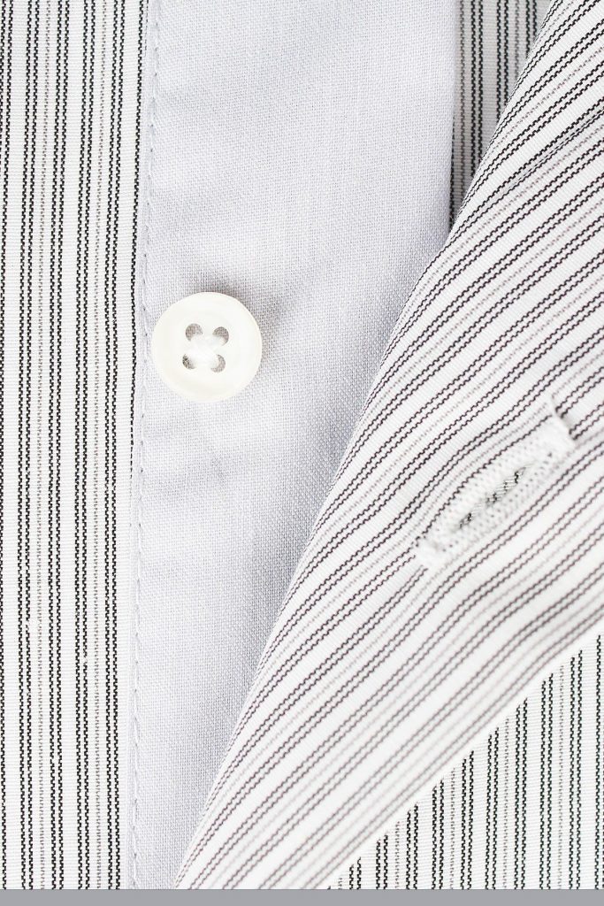 Мужская серая рубашка с длинным рукавом в тонкую полоску slim fit от VARETTA, 80% хлопок, 20% полиэстер, размер S, M — изображение 3