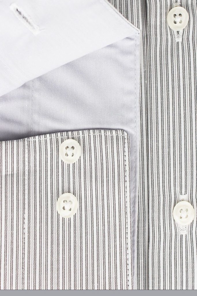 Мужская серая рубашка с длинным рукавом в тонкую полоску slim fit от VARETTA, 80% хлопок, 20% полиэстер, размер S, M — изображение 2