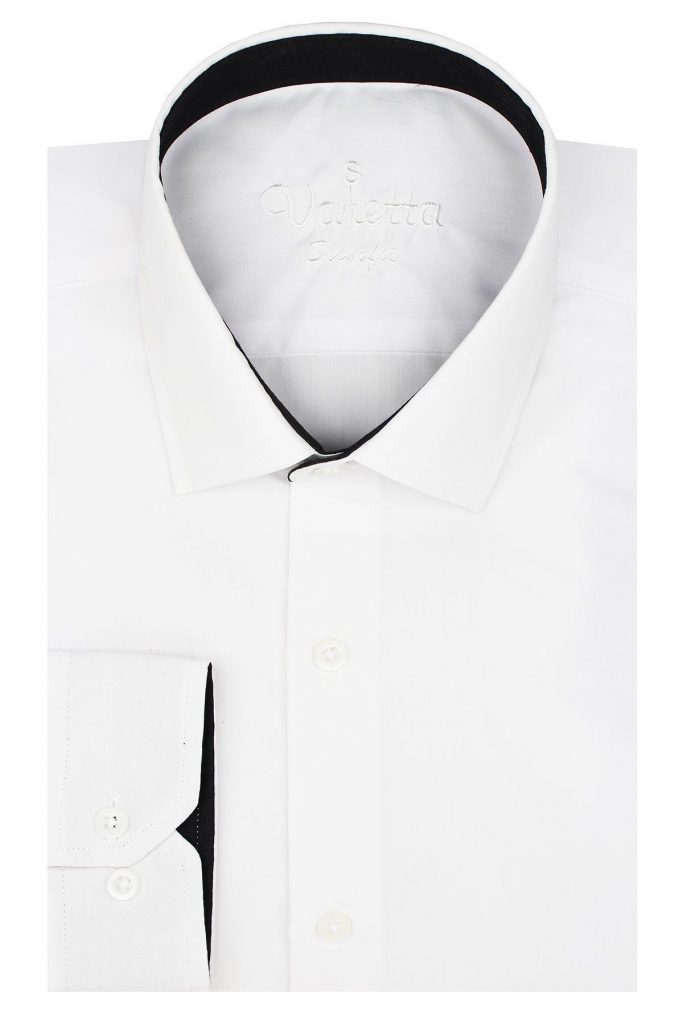 Мужская белая рубашка slim fit с длинным рукавом VARETTA из 67% хлопка и 33% полиэстера