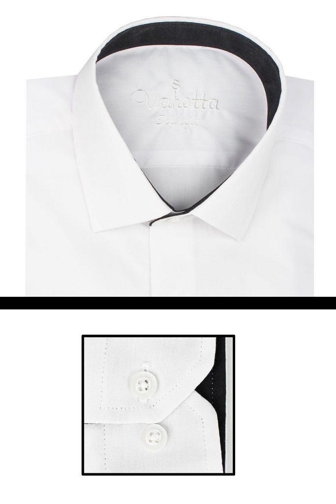 Мужская белая рубашка slim fit с длинным рукавом VARETTA из 67% хлопка и 33% полиэстера — изображение 3