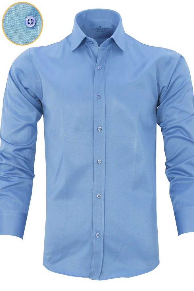 Мужская indigo рубашка с длинным рукавом slim fit в клетку из 80% хлопка и 20% полиэстера