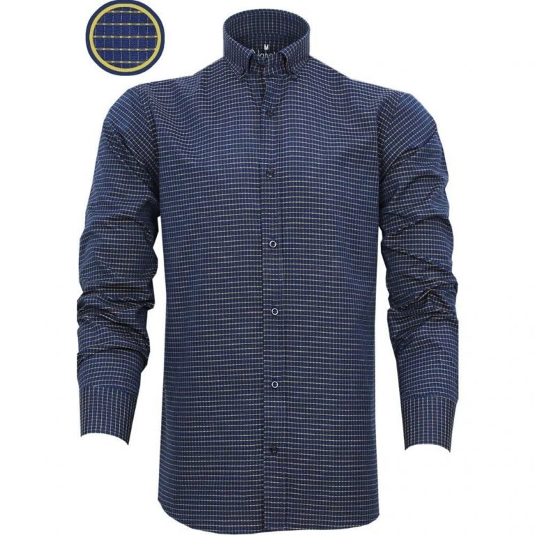 Узкая мужская рубашка Varetta с длинным рукавом, темно-синяя, Slim Fit, из органического хлопка, 67% хлопок, 33% полиэстер