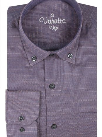 Рубашка Varetta для мужчин, длинный рукав, однотонная, цвет мурдюм, с эффектом льна, с пуговицами, превосходное качество хлопка