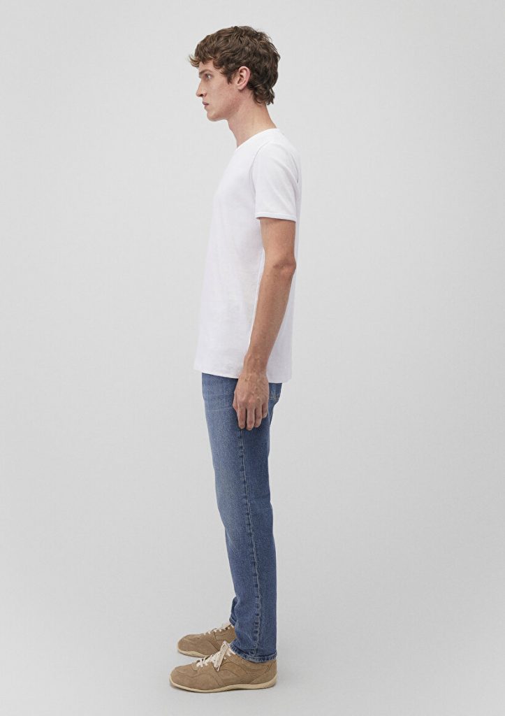 Белая футболка с рибаной, 100% хлопок, Slim Fit, круглый вырез, короткий рукав, Super Soft ткань, доступные размеры S-XXL — изображение 2