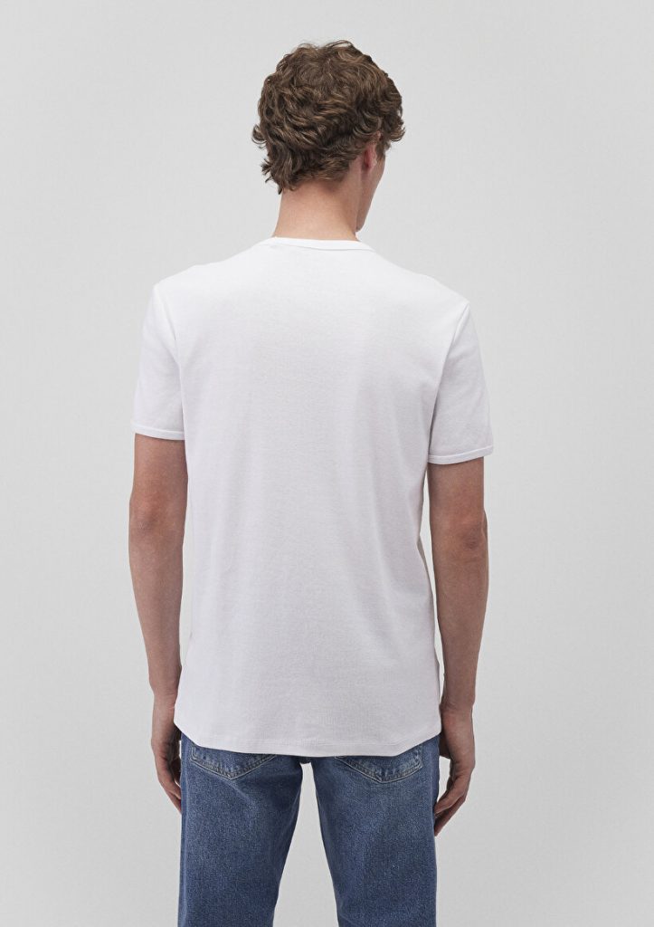 Белая футболка с рибаной, 100% хлопок, Slim Fit, круглый вырез, короткий рукав, Super Soft ткань, доступные размеры S-XXL — изображение 4