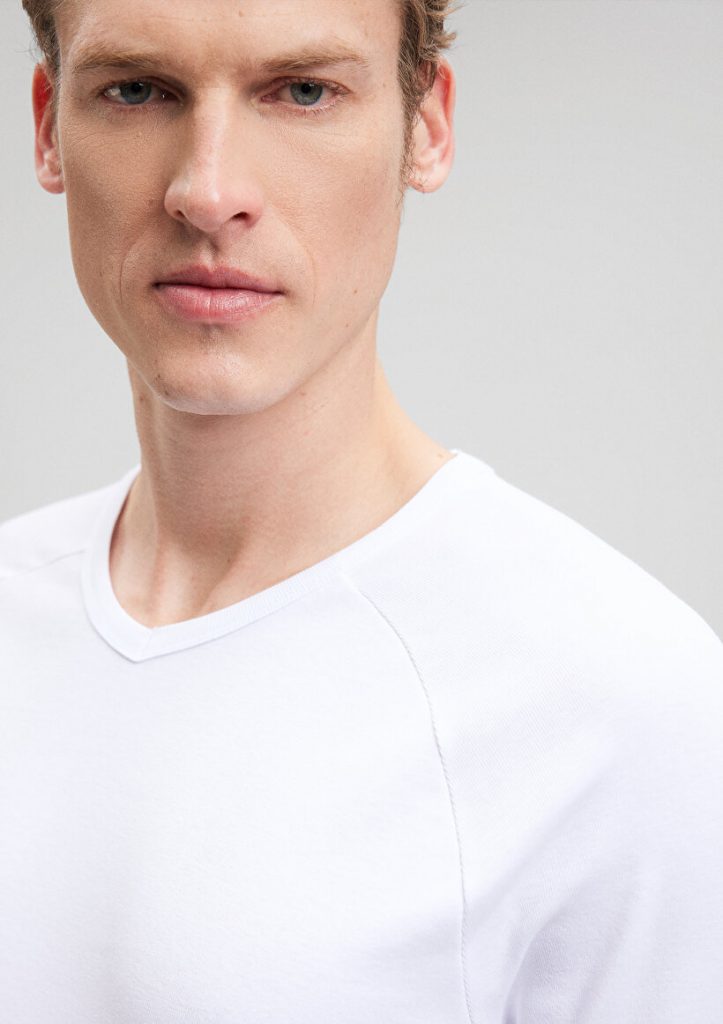 Т-shirt белый с V-образным вырезом и рибаной от MAVI, 100% хлопок, slim fit, короткий рукав, супер мягкий материал, размер XS — изображение 6