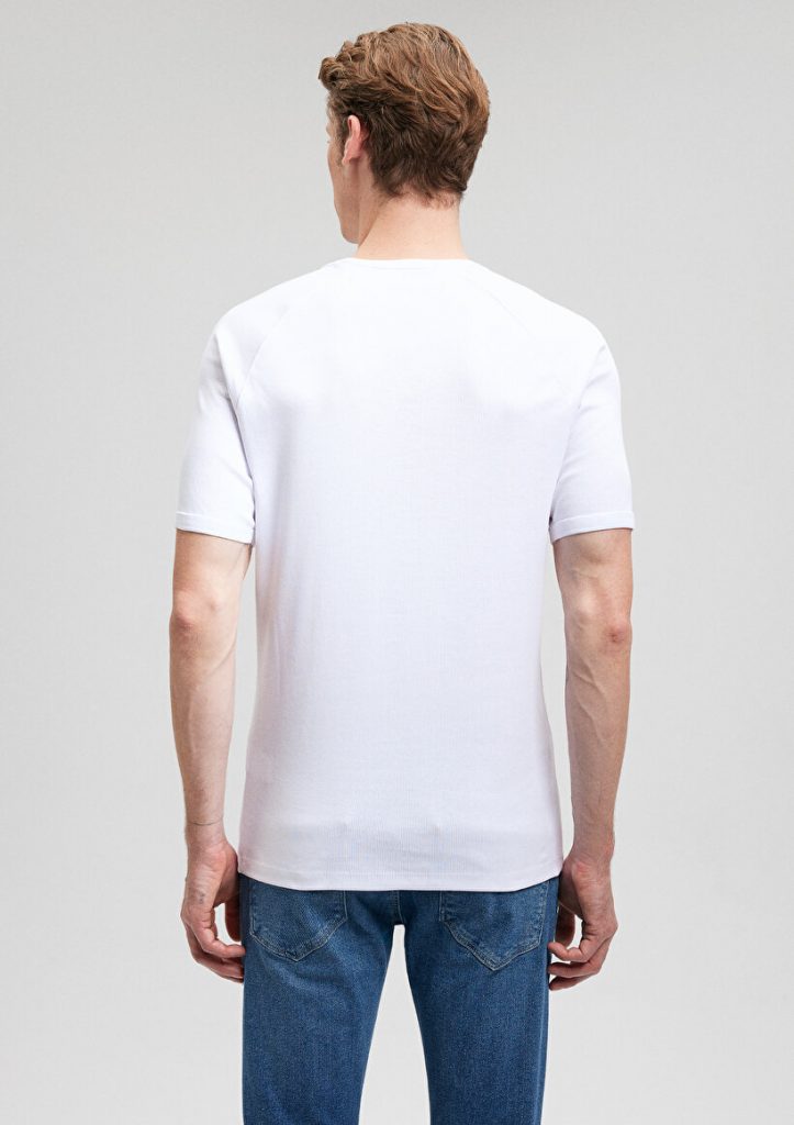 Т-shirt белый с V-образным вырезом и рибаной от MAVI, 100% хлопок, slim fit, короткий рукав, супер мягкий материал, размер XS — изображение 4