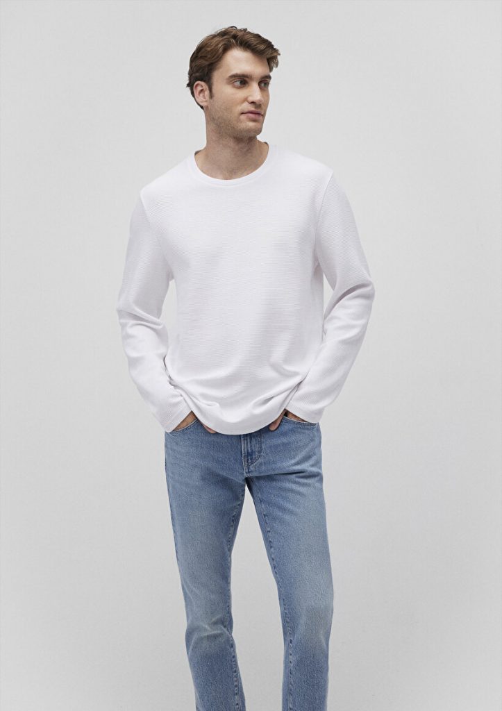 Техническая белая футболка с длинным рукавом из 100% хлопка, slim fit, с круглым вырезом, от бренда MAVI, размеры S, M, L, XL, XXL — изображение 2