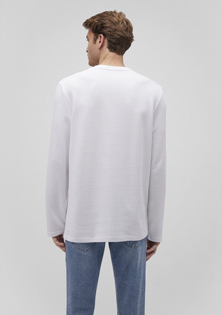 Техническая белая футболка с длинным рукавом из 100% хлопка, slim fit, с круглым вырезом, от бренда MAVI, размеры S, M, L, XL, XXL — изображение 4
