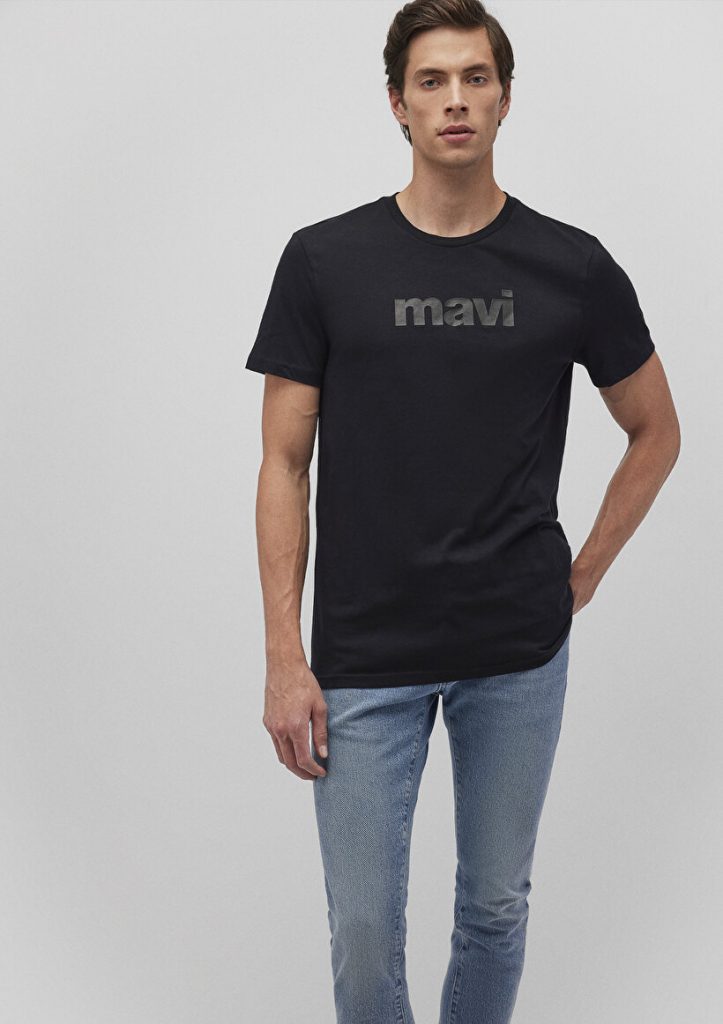Черная футболка с печатью логотипа Mavi из мужской коллекции, 100% хлопок, размеры: S, M, L, XL, XXL, XS
