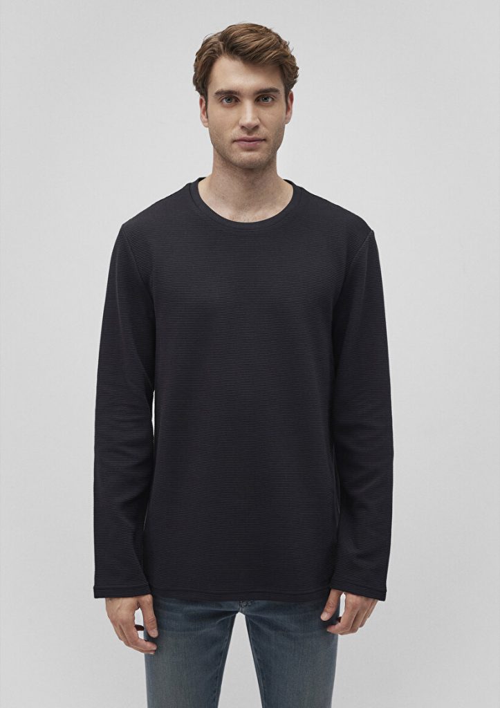 Мужская футболка черного цвета с длинными рукавами из 100% хлопка, slim fit, с круглым вырезом, модель от MAVI, размеры S-XXL — изображение 3