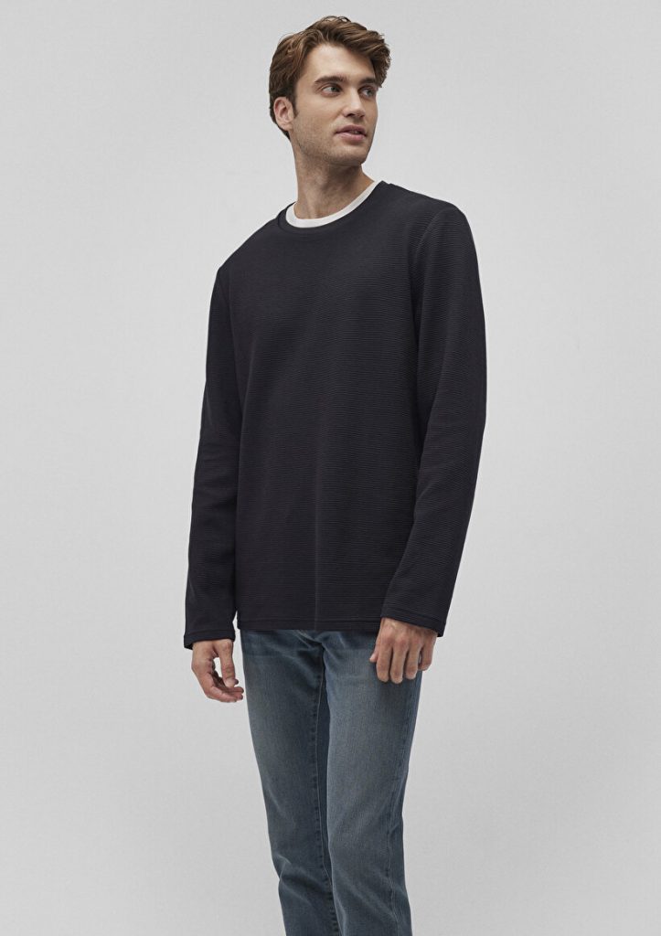 Мужская футболка черного цвета с длинными рукавами из 100% хлопка, slim fit, с круглым вырезом, модель от MAVI, размеры S-XXL