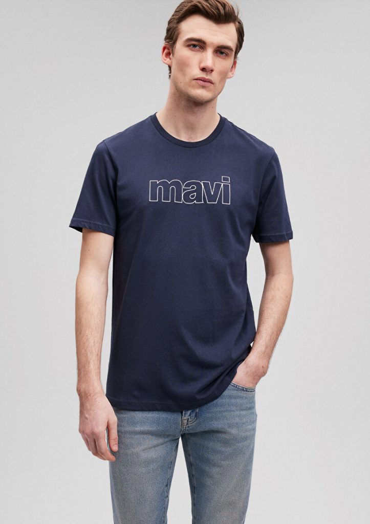 Темно-синяя футболка с логотипом MAVI из 100% хлопка, доступна в размерах S, M, L, XL, XXL — изображение 2