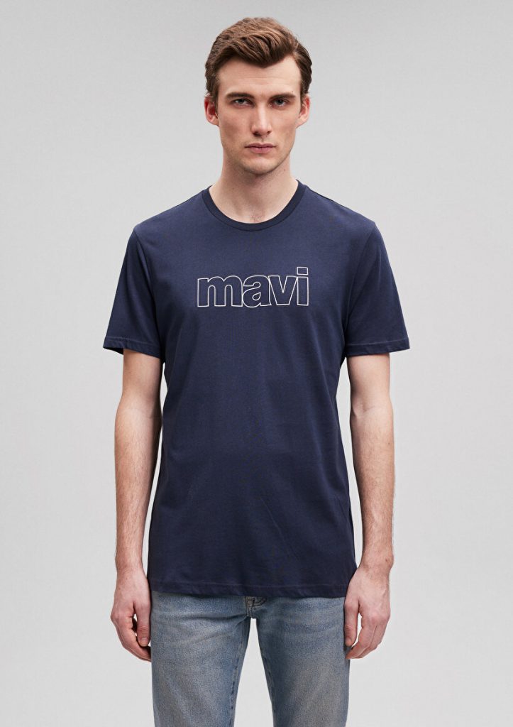 Темно-синяя футболка с логотипом MAVI из 100% хлопка, доступна в размерах S, M, L, XL, XXL — изображение 3