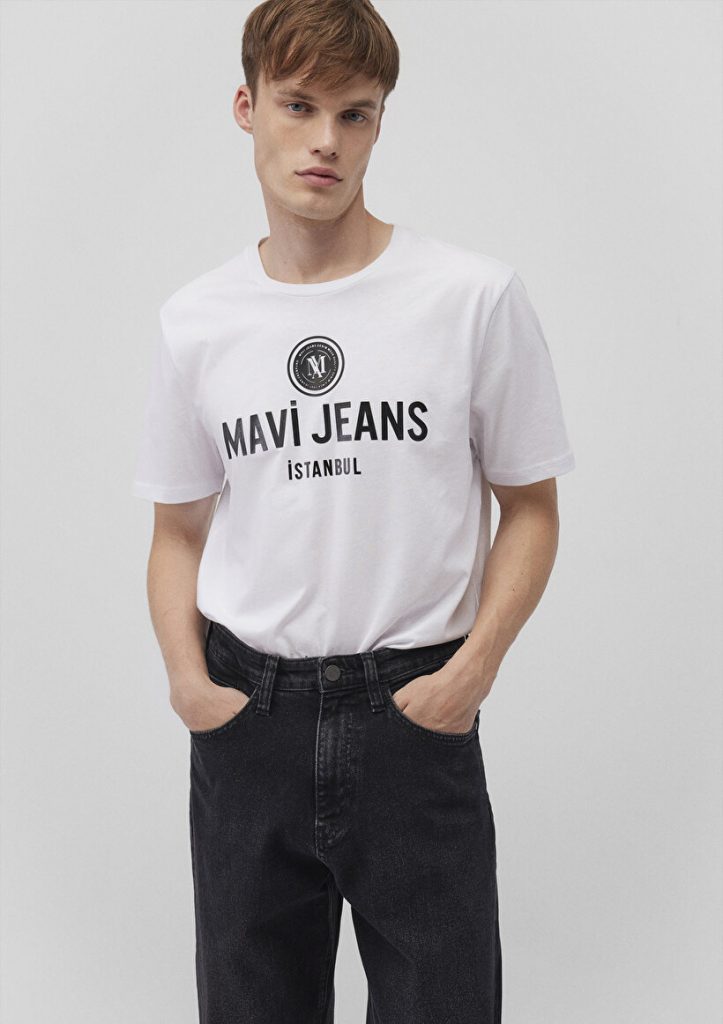 Белая футболка с принтом Mavi Jeans из коллекции логотипов, 100% хлопок, стильный дизайн, доступные размеры S, M, L, XL, XXL — изображение 2