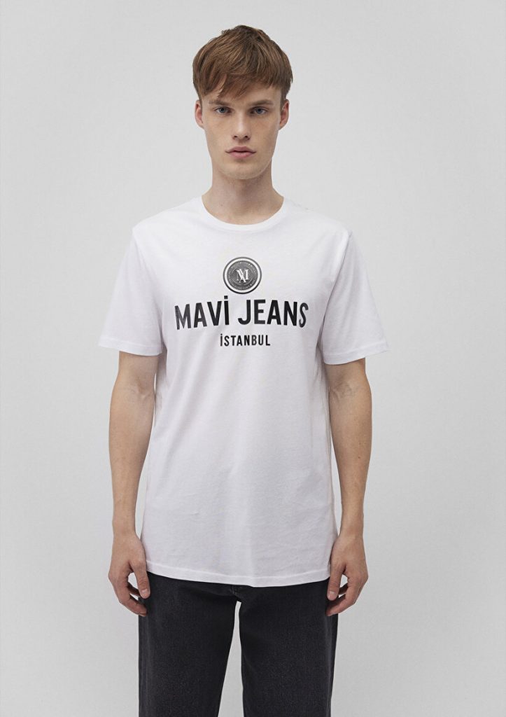 Белая футболка с принтом Mavi Jeans из коллекции логотипов, 100% хлопок, стильный дизайн, доступные размеры S, M, L, XL, XXL — изображение 3