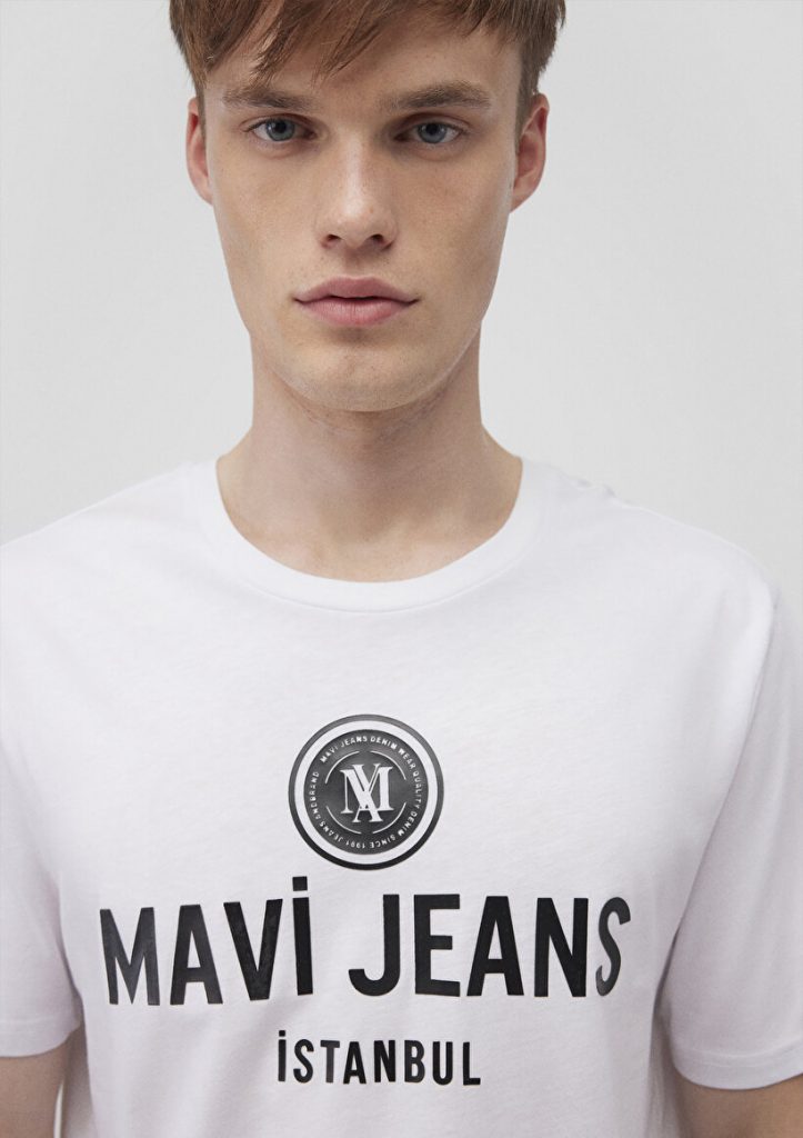 Белая футболка с принтом Mavi Jeans из коллекции логотипов, 100% хлопок, стильный дизайн, доступные размеры S, M, L, XL, XXL — изображение 5