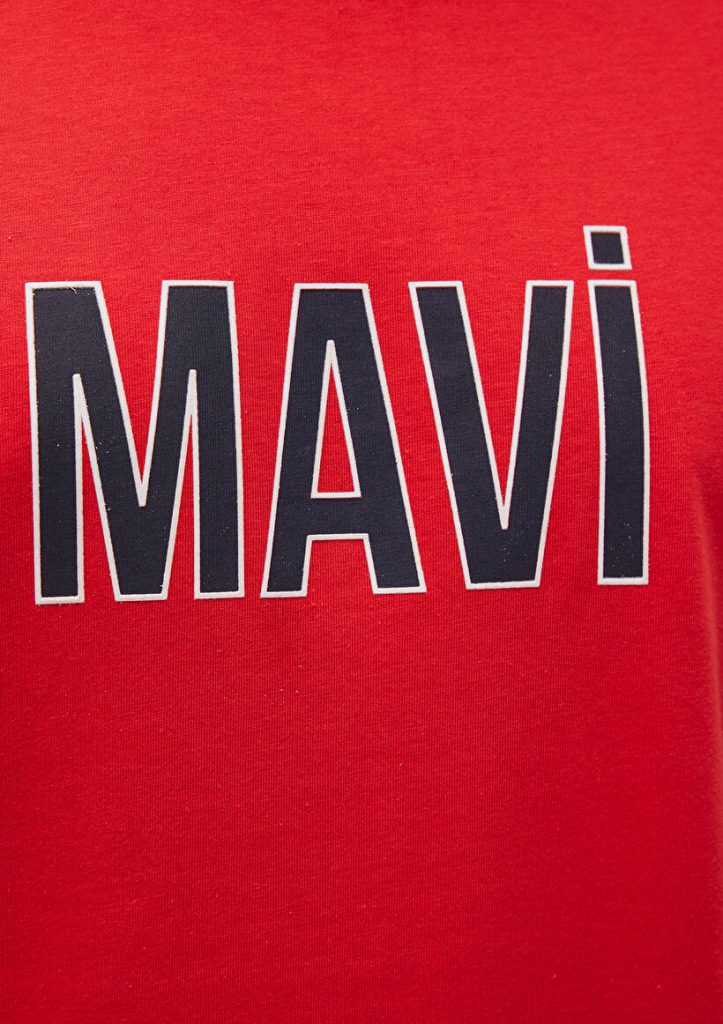Красная футболка с логотипом Mavi из 100% хлопка, доступна в размерах S, M, L, XL, XXL, XS — изображение 6
