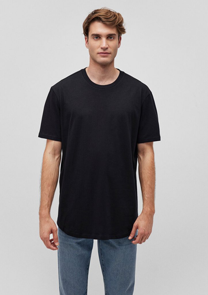 Удлинённая чёрная базовая футболка MAVI из 100% хлопка, Slim Fit, с коротким рукавом и круглым вырезом, доступна в размерах S, XS, M, L — изображение 3