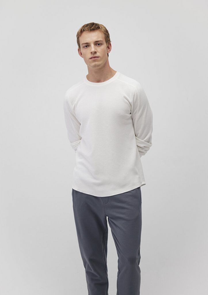 Белая базовая футболка с длинным рукавом и текстурой из смеси хлопка, slim fit, с круглым вырезом, бренд MAVI, размеры S-XXL