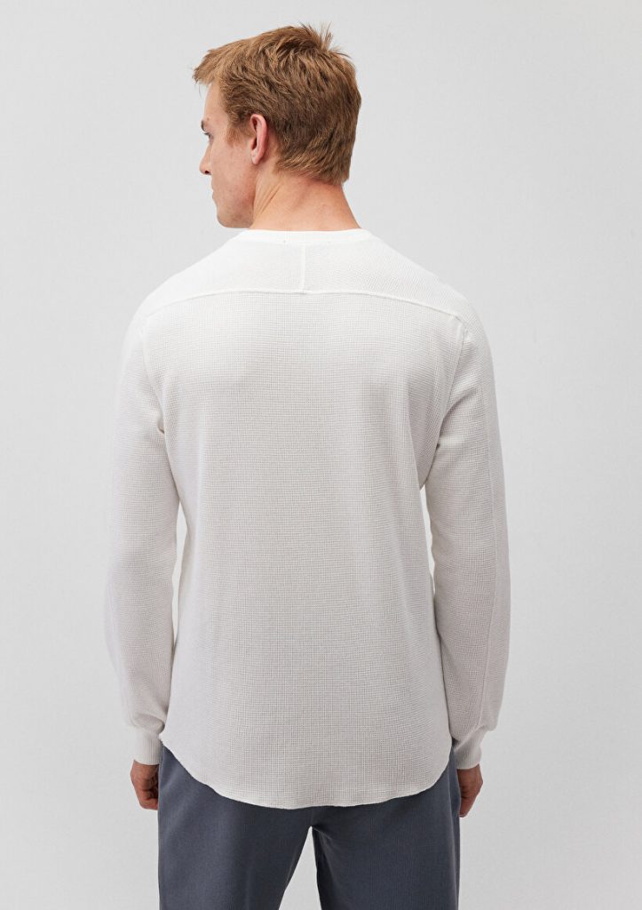 Белая базовая футболка с длинным рукавом и текстурой из смеси хлопка, slim fit, с круглым вырезом, бренд MAVI, размеры S-XXL — изображение 4