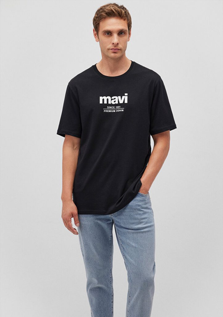 Мужская черная футболка с принтом Since 1991 от бренда MAVI, 100% хлопок, размеры S, M, L, XL, XXL, XS
