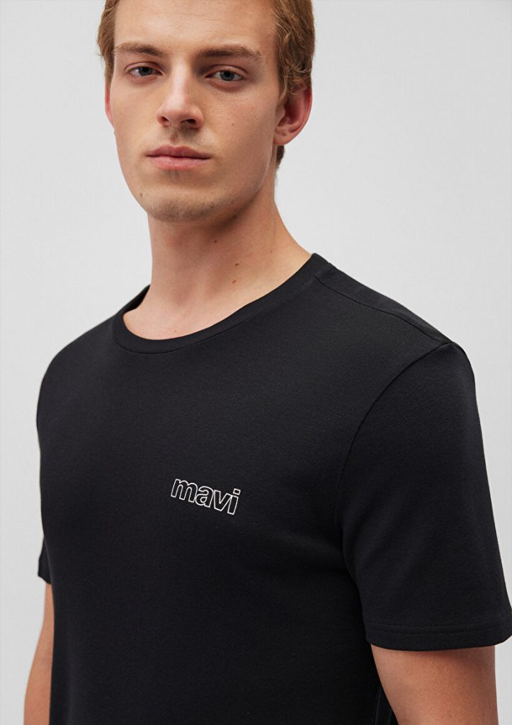 Чёрная футболка с логотипом Mavi, 100% хлопок, slim fit, короткий рукав, размеры S-XXL — изображение 4
