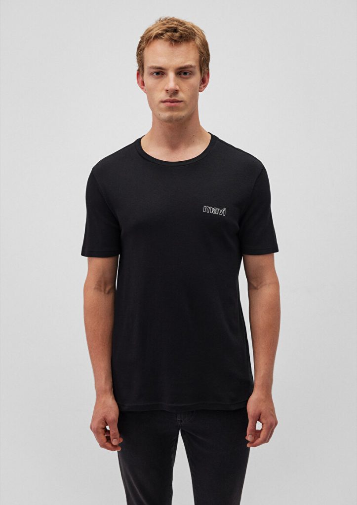 Чёрная футболка с логотипом Mavi, 100% хлопок, slim fit, короткий рукав, размеры S-XXL — изображение 2