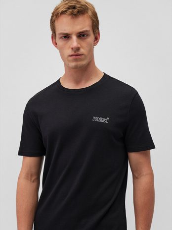 Чёрная футболка с логотипом Mavi, 100% хлопок, slim fit, короткий рукав, размеры S-XXL