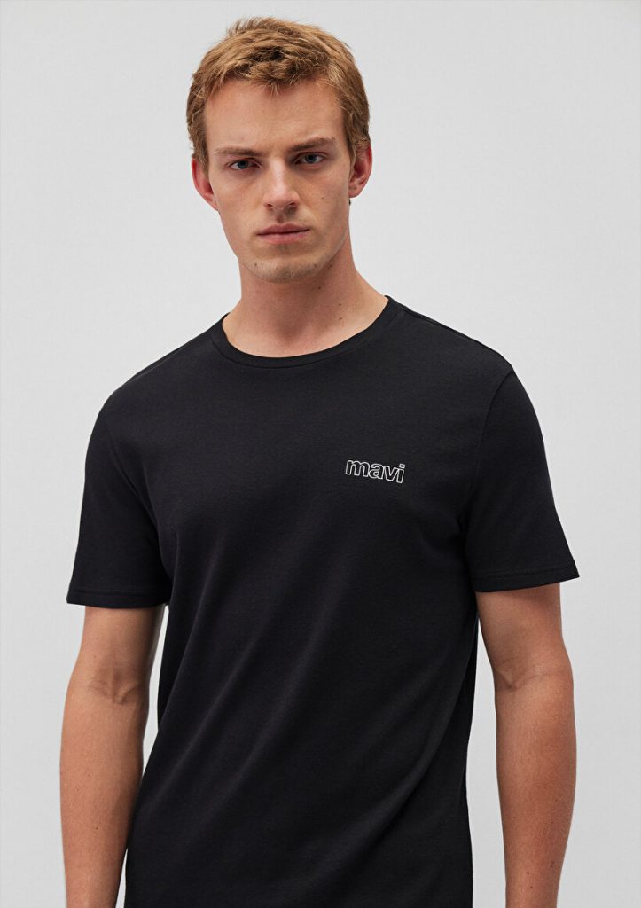 Чёрная футболка с логотипом Mavi, 100% хлопок, slim fit, короткий рукав, размеры S-XXL