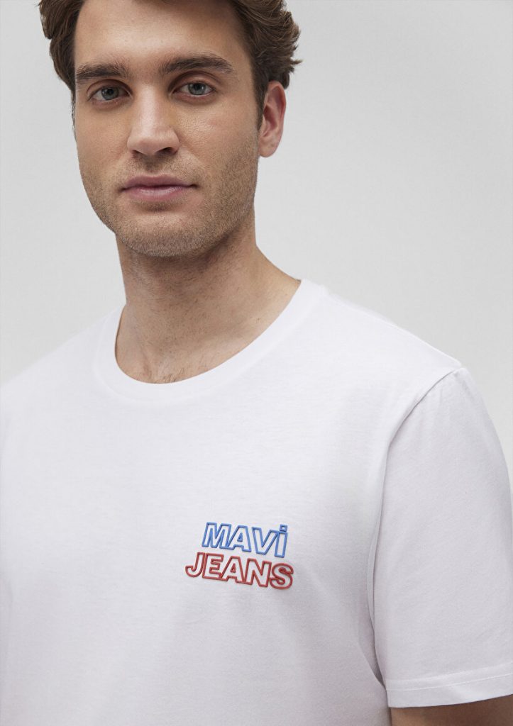 Белая футболка с принтом Mavi Jeans из 100% хлопка, стильный логотип, доступные размеры S, M, L, XL, XXL, XS — изображение 5