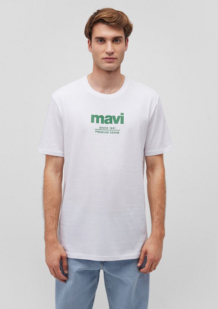 Футболка белая с логотипом Mavi из 100% хлопка, стильная и комфортная, доступна в размерах S, M, L, XL, XXL — изображение 2