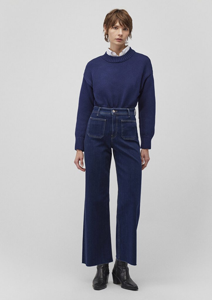 Джинсы Paloma Marine Mavi Premium Wide Leg из коллекции Mavi All Blue с переработанным полиэстером, удобный кроя и просторными брюками